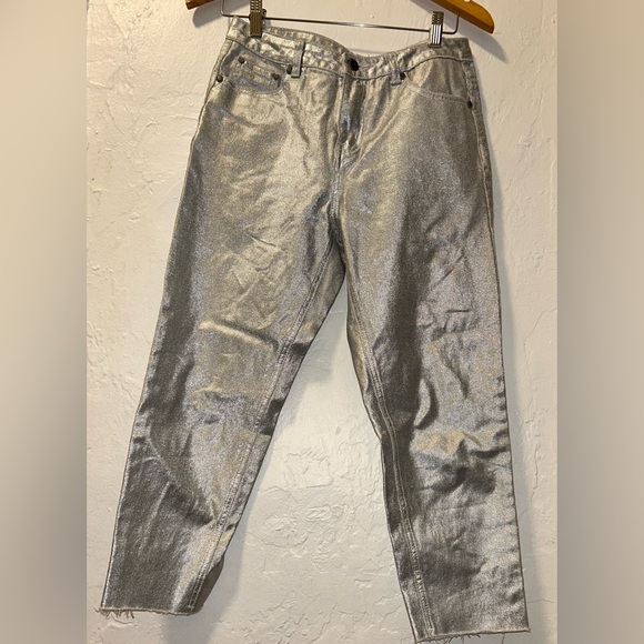 Silver Metallic Coated Jeans/Pants – Size S - Picture 3 of 9